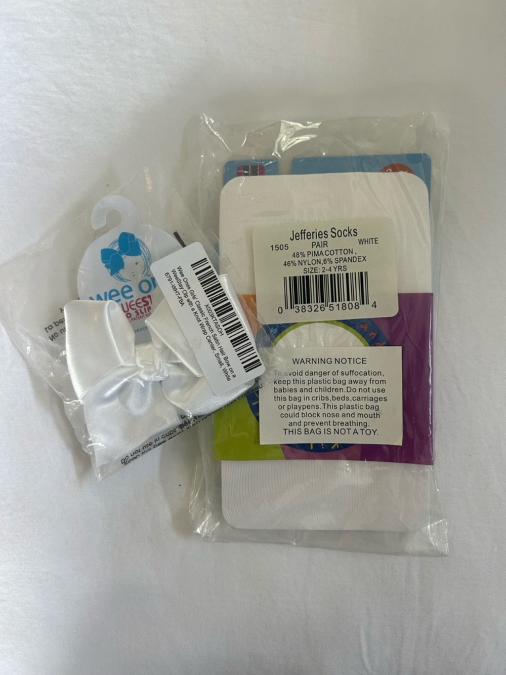 NWT White tights and bow set